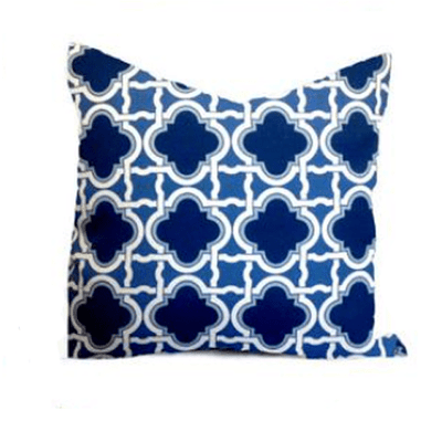 Pillow Cover: Navy Blue, Green, Ivory - Outdoor Space Designs