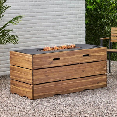 Wood Finish Fire Table - Outdoor Space Designs