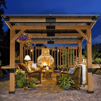 11 Ft. W x 10 Ft. D Solid Wood Patio Gazebo - Outdoor Space Designs