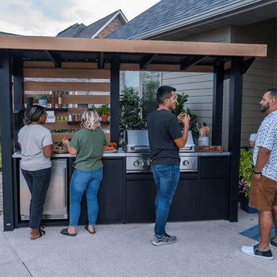 Fusion Flame Outdoor Kitchen, Grill, And Refrigerator - Outdoor Space Designs