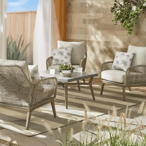 Haymont 5 Piece Steel Wicker Outdoor Patio Set Outdoor Space Designs
