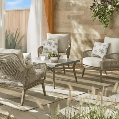 Haymont 5-Piece Steel Wicker Outdoor Patio Set - Outdoor Space Designs