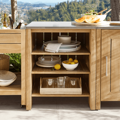 Larnaca Teak Convertible Refrigerator Cabinet Outdoor Space Designs