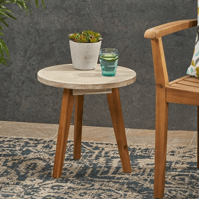 Marina Acacia Wood Patio Side Table - Outdoor Space Designs