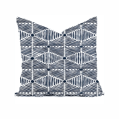 Navy Modern Geometric Pillow Covers - Outdoor Space Designs