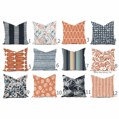 Navy blue and orange pillows online