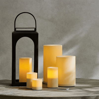 Outdoor Flickering Flameless Pillar Candles - Outdoor Space Designs