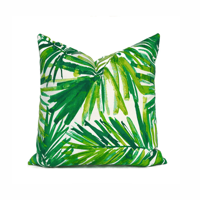 Outdoor Pillow Cover -Blue/Green Leaf - Outdoor Space Designs