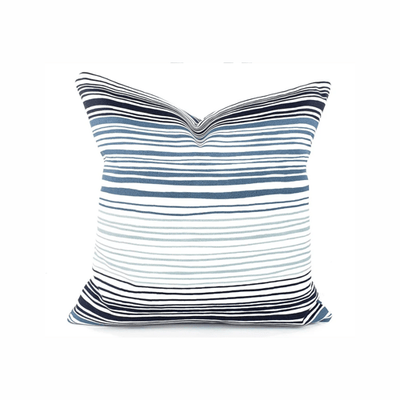 Outdoor Pillow Cover -Light Blue/Navy - Outdoor Space Designs