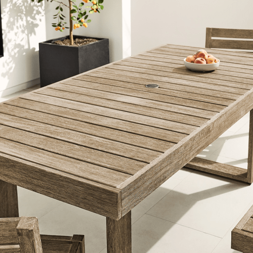 Portside Outdoor Dining Table, Benches & Stacking Chairs Set – Outdoor ...