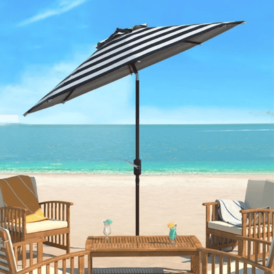SAFAVIEH Stripe 9 Ft Umbrella - Outdoor Space Designs