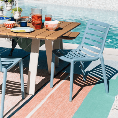Stackable Slat Outdoor Chairs (Set of 2) - Outdoor Space Designs