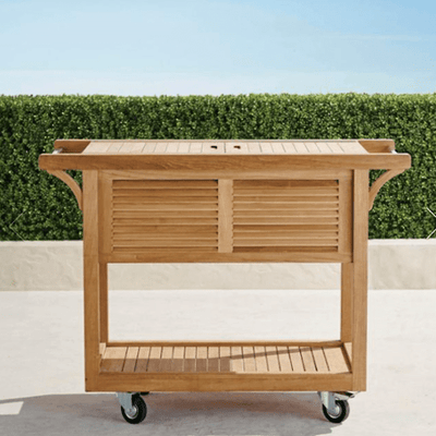 Teak Bar Cart with Beverage Tub - Outdoor Space Designs